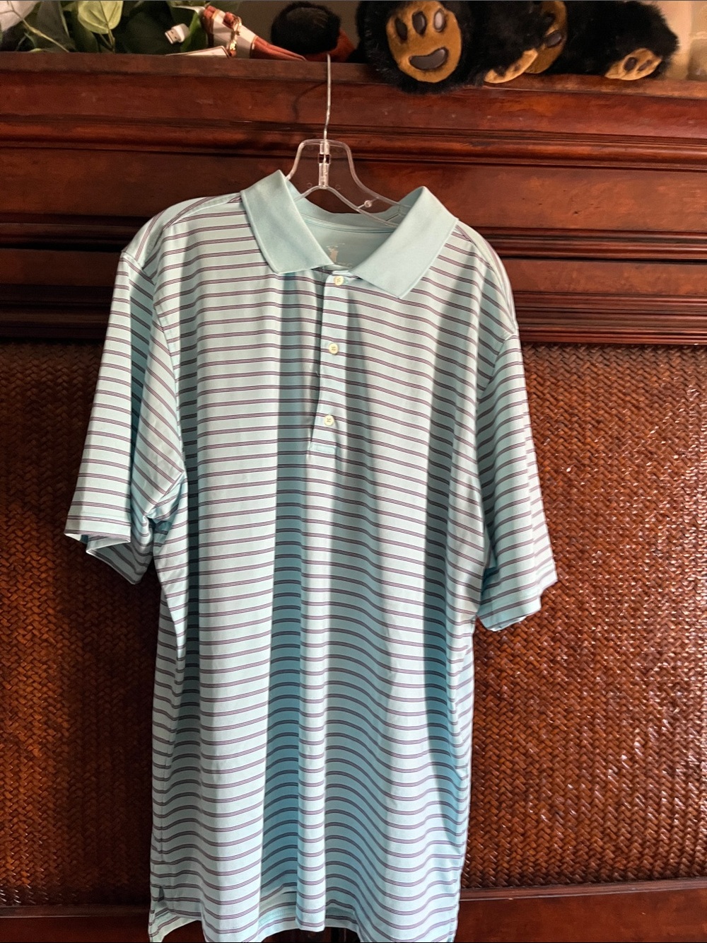 Men's Light Turquoise Striped Polo Shirt - Breathable Casual Polo
